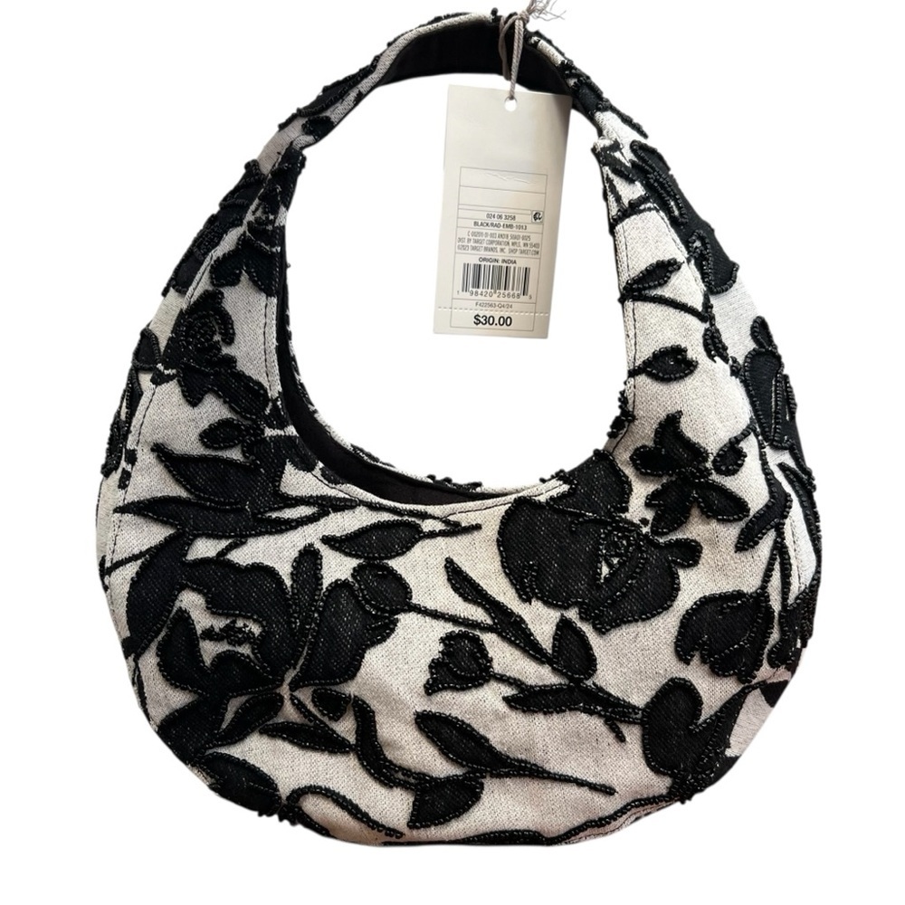 A New Day Beaded Black and White Handbag - Picture 3 of 8